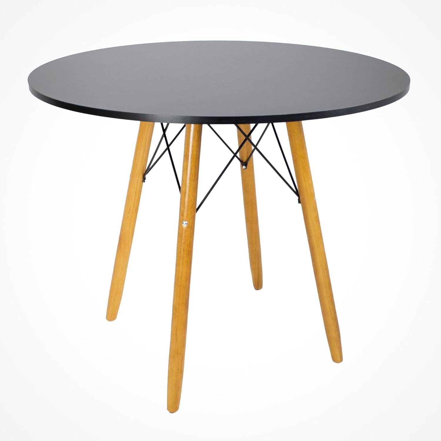 Mesa Eiffel Redonda Preta 90cm - Design Moderno com Pés de Palito Tipo Eames