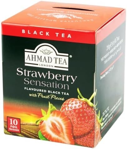 Ahmad Tea London Chá Preto Strawberry Sensation Caixa Com 10 Saquinhos De Chá 20G
