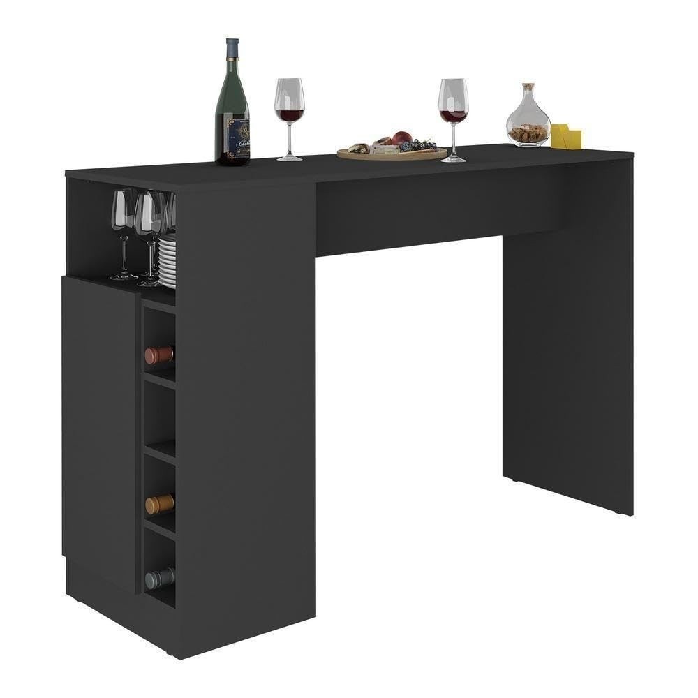 Balcão de Cozinha com Adega Integrada Multimóveis MP2144 Preto – Moderno, Funcional e com Espaço para Vinhos