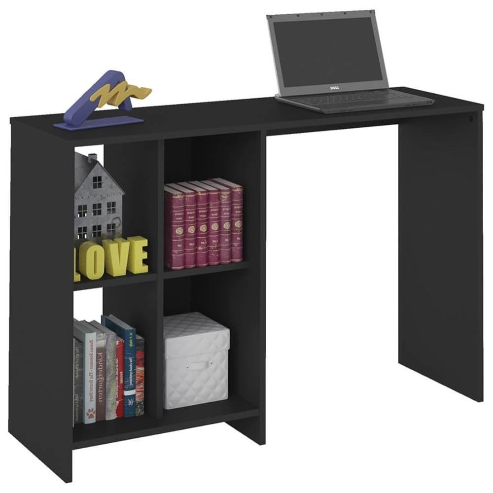 Escrivaninha com 4 Nichos Matrix Preto - Design Compacto e Organizado para Estudos e Trabalho