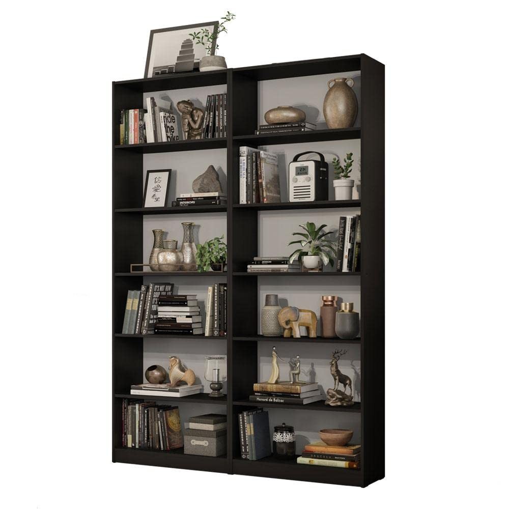 Kit com 2 Estantes Livreiro 6908 Madesa - Design Moderno em Preto