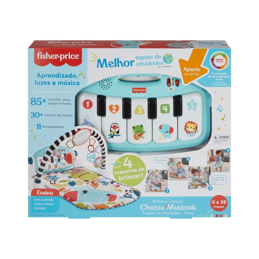 Fisher-Price Baby Ginásio Pianinho Brilha e Cresce - Estimule Aprendizado Musical com Luzes e Sons