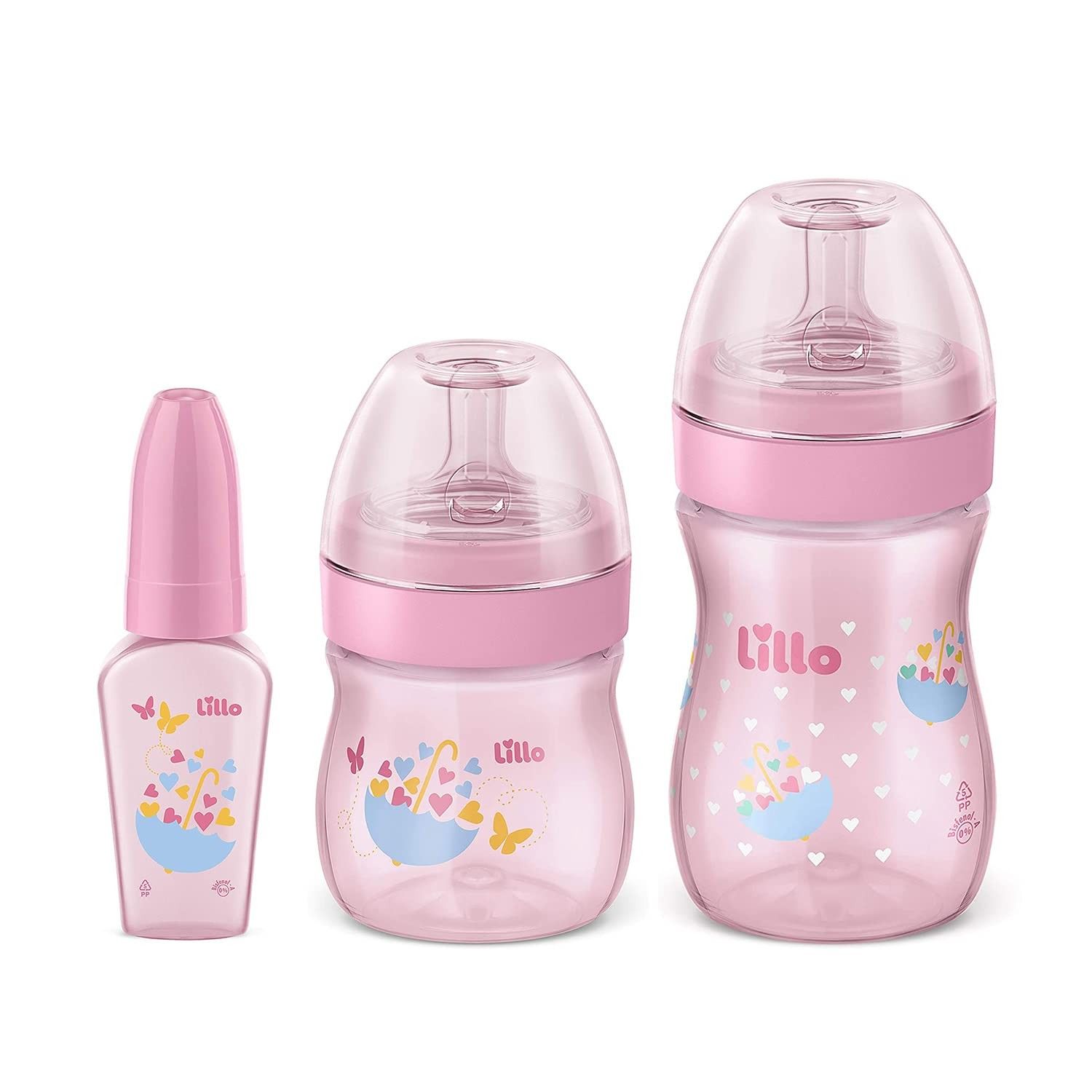Kit Primeiros Passos Lillo Rosa - Mamadeiras Seguras e Práticas para Bebês
