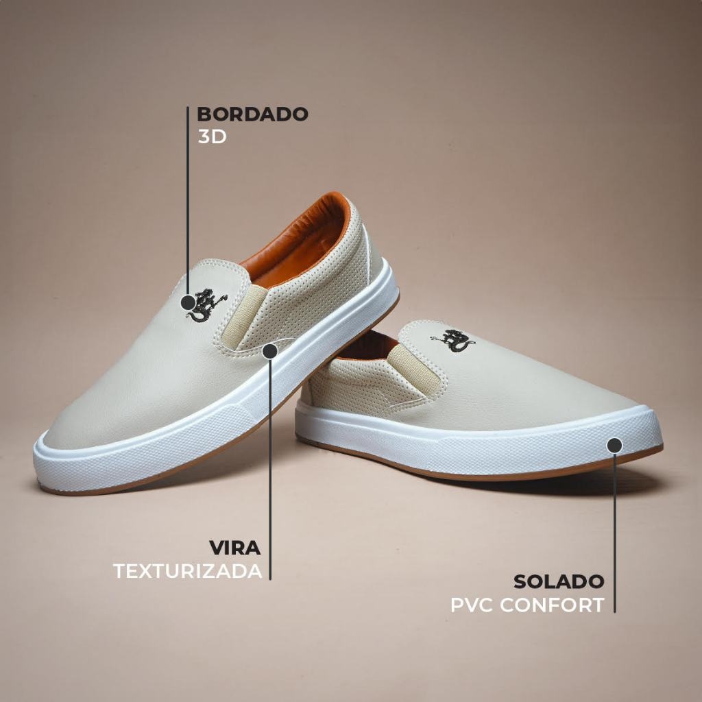 Tênis Polo Ocean Slip On Branco - Conforto e Estilo para Profissionais