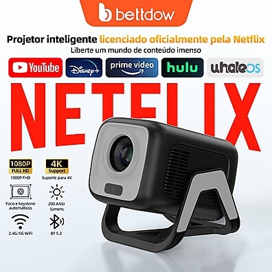 Projetor 4K BETTDOW: Cinema em Casa Inteligente