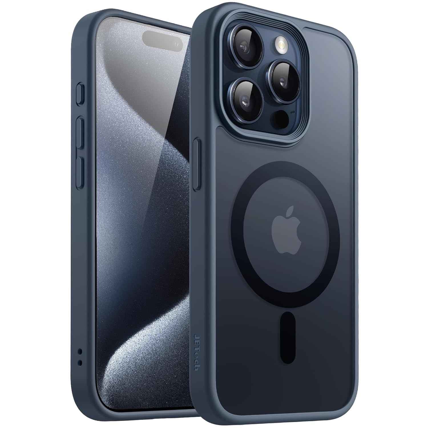 JETech Capa Magnética para iPhone 15 Pro Max: Proteção Fosca Translúcida e Compatibilidade MagSafe (Azul Brilhante)