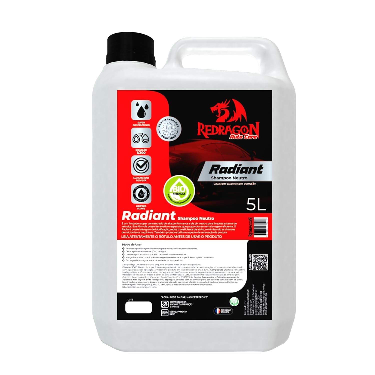 Shampoo Neutro Redragon Radiant Pro 5L: Brilho e Proteção para Seu Carro