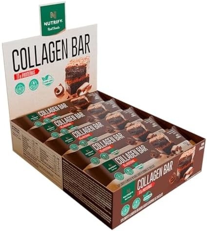 Barra de Proteína Collagen Bar - 10 Unidades 50g Brownie de Chocolate - NutriFy