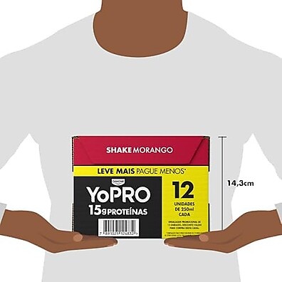 YoPRO Morango: 15g Proteína, 250ml - Pack 12