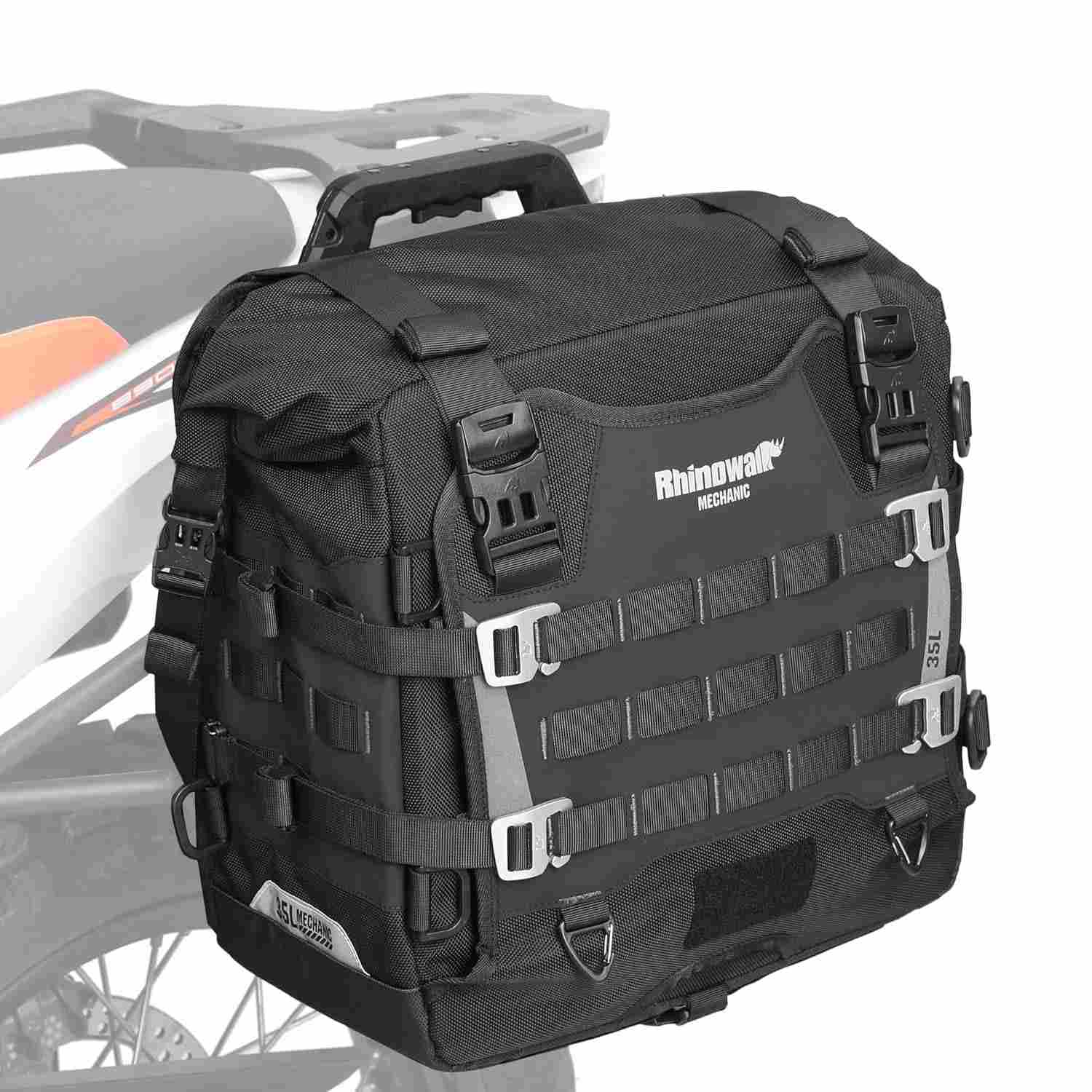 Bolsas de Selim Moto Rhinowalk 35L: Aventura à Prova d'Água com Liberação Rápida e Sistema MOLLE