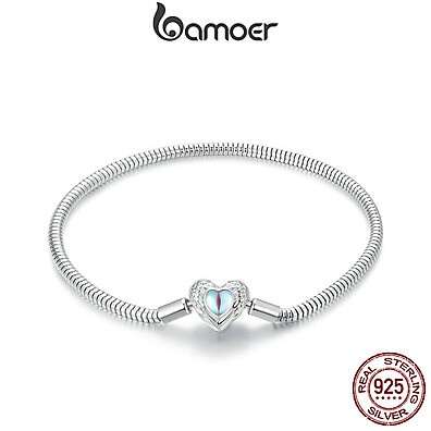Pulseira Bamoer Prata 925: Coração Guardião
