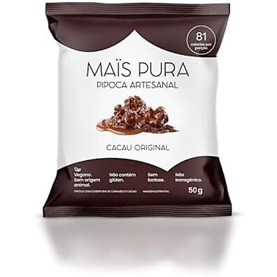 Pipoca Artesanal Cacau Maïs Pura 50g: Puro Sabor
