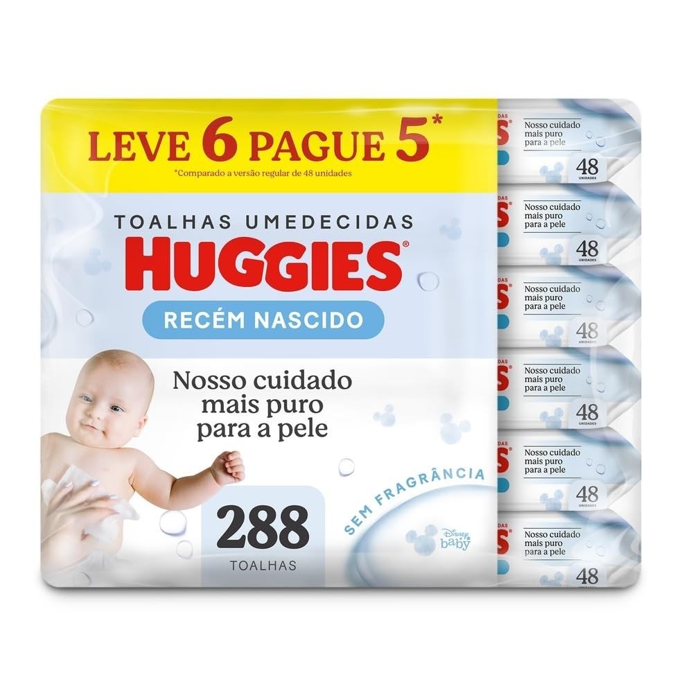 Huggies Pure Care Lenços Umedecidos Recém-Nascido Sem Fragrância 6 x 48 Un