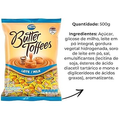 Butter Toffees Leite Arcor: 500g de Puro Sabor
