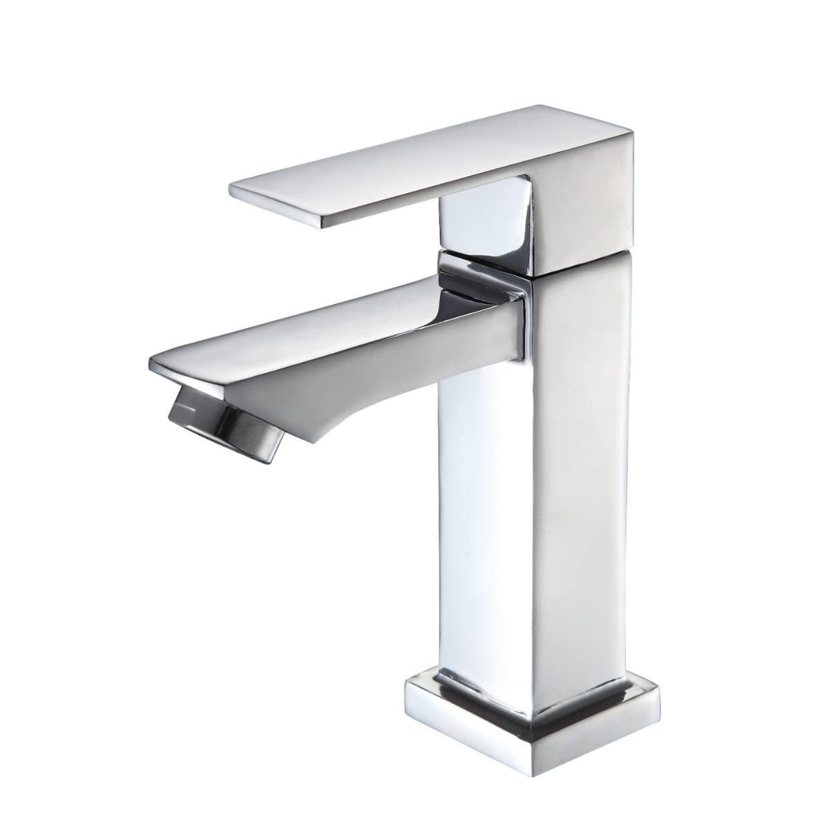 Torneira de Banheiro Quadrada Luxo 1/4 Volta em Aço Inox Cromado - Design Moderno para Pia e Bancada