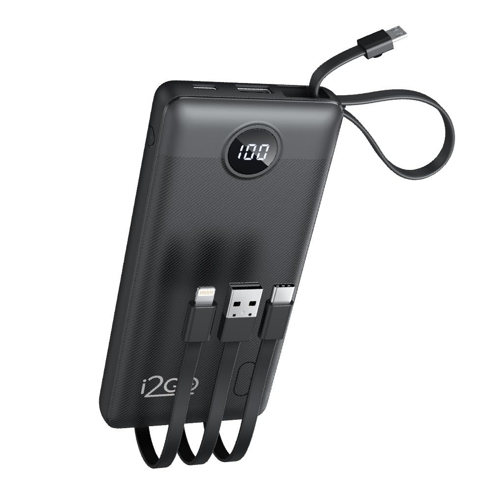 Power Bank 10000mAh i2GO PRO 4 em 1: Carregue Tudo, Em Qualquer Lugar!