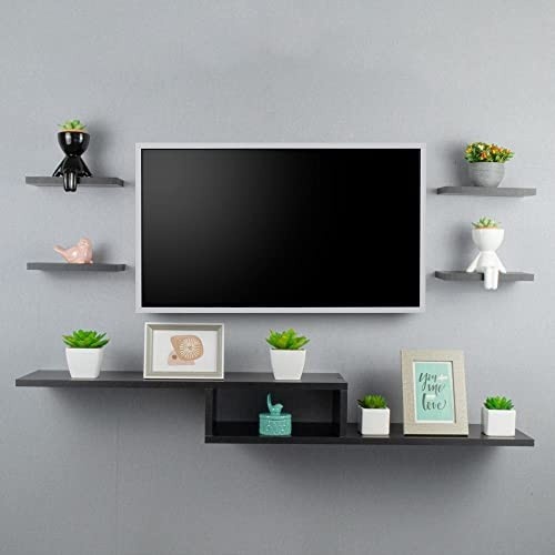 Rack TV Suspenso 110cm com Nichos - Design Moderno para Sala e Quarto
