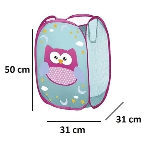 Cesto Dobrável Infantil Organizador de Quarto com Estampa de Coruja - Prático e Decorativo