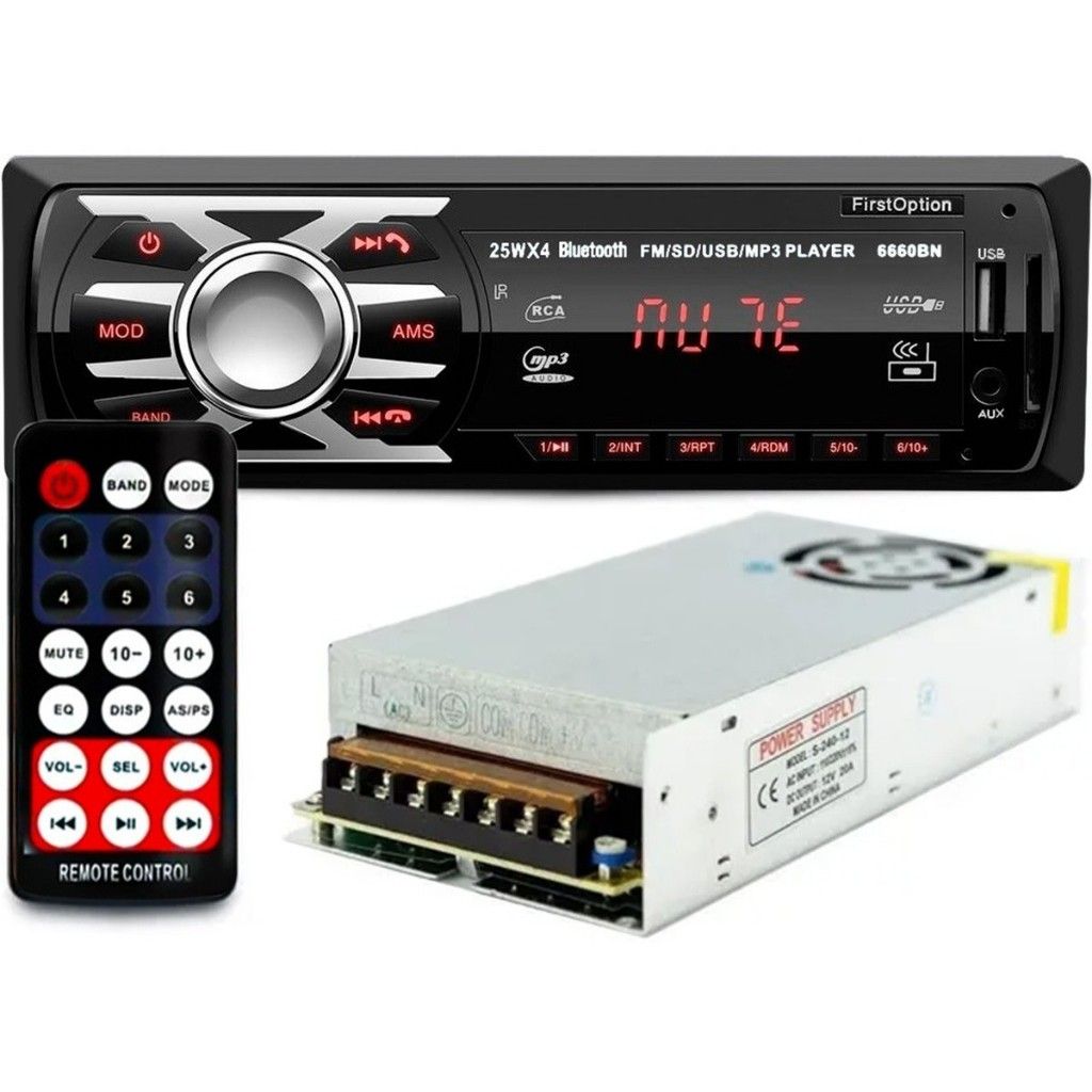 Rádio USB Bluetooth: Som Potente + Fonte 12V