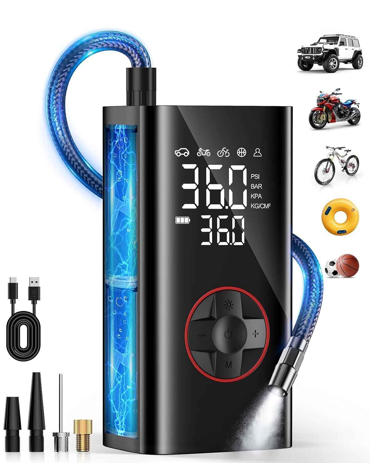 Compressor de Ar Portátil: Inflador de Pneu Rápido e Eficiente
