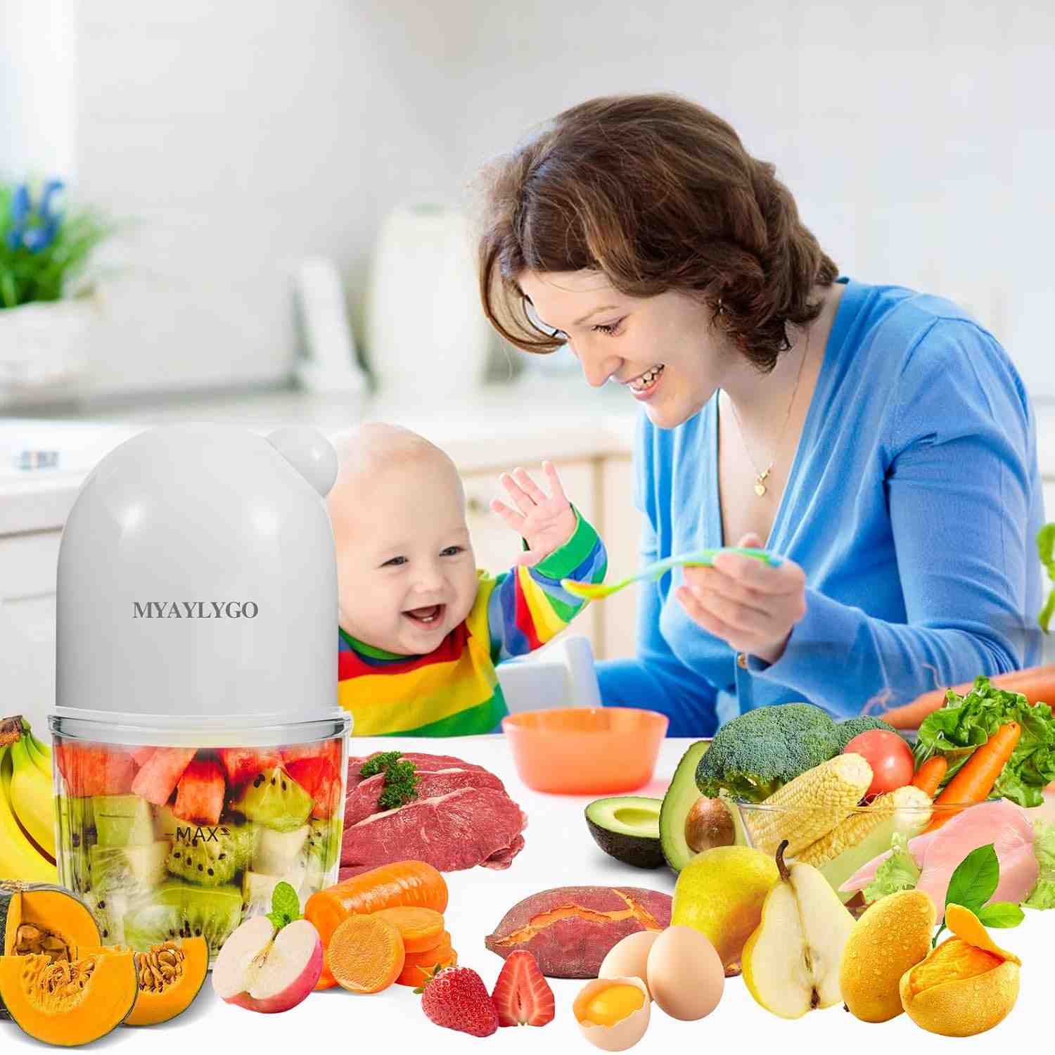 Processador de Alimentos para Bebês MYAYLYGO - Liquidificador Seguro e Rápido para Purês Caseiros