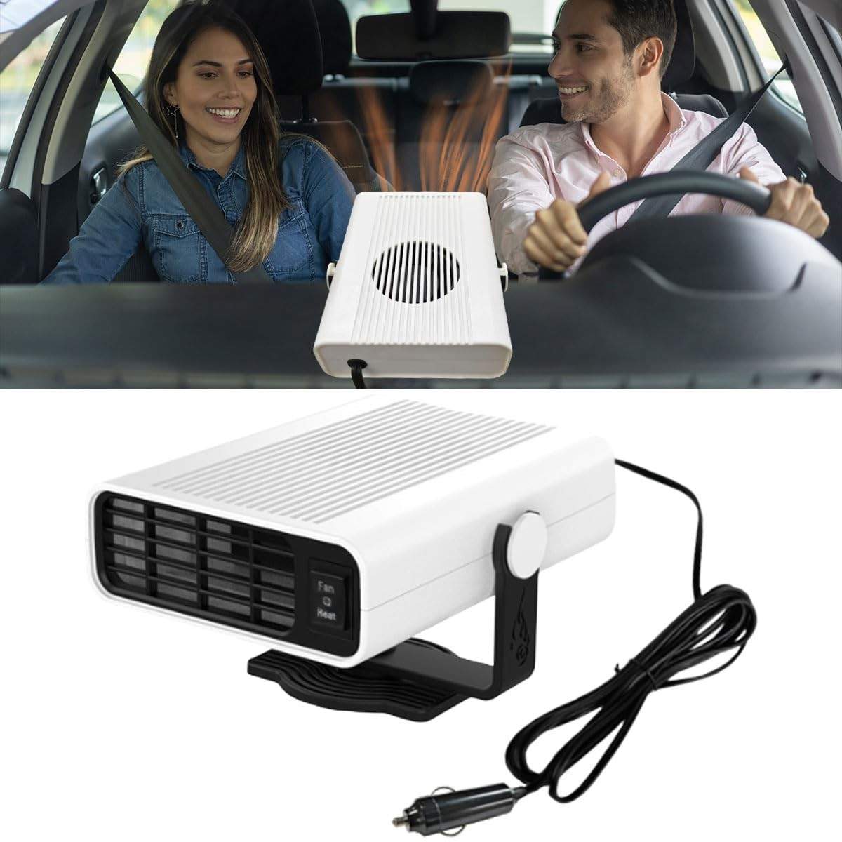 Aquecedor e Desembaçador de Para-brisa 2 em 1: Visão Clara e Conforto Rápido no Carro 12V