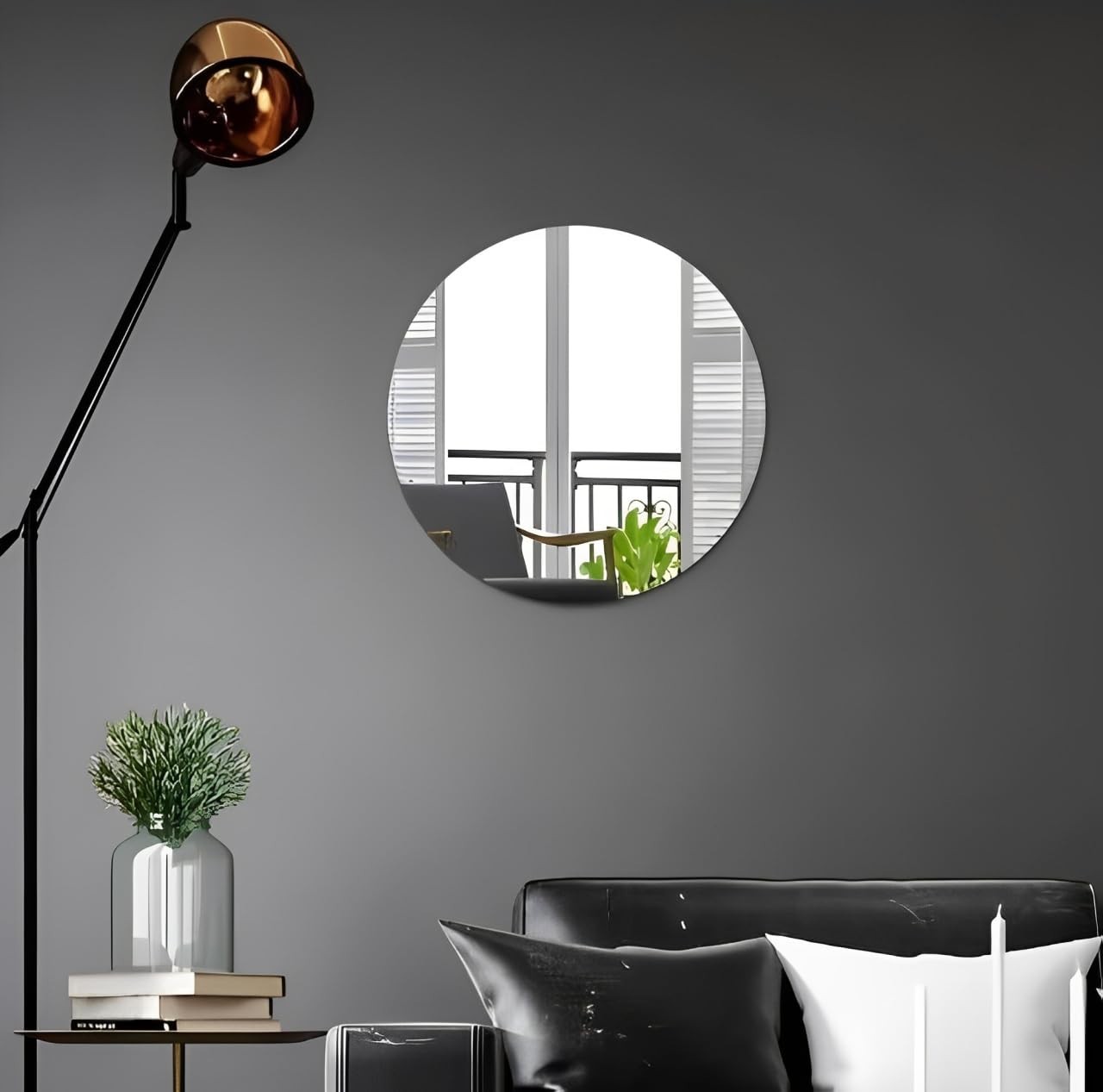 Espelho Banheiro Multiuso Lapidado Redondo 50cm com Pendurador - Design Sofisticado e Fácil Instalação
