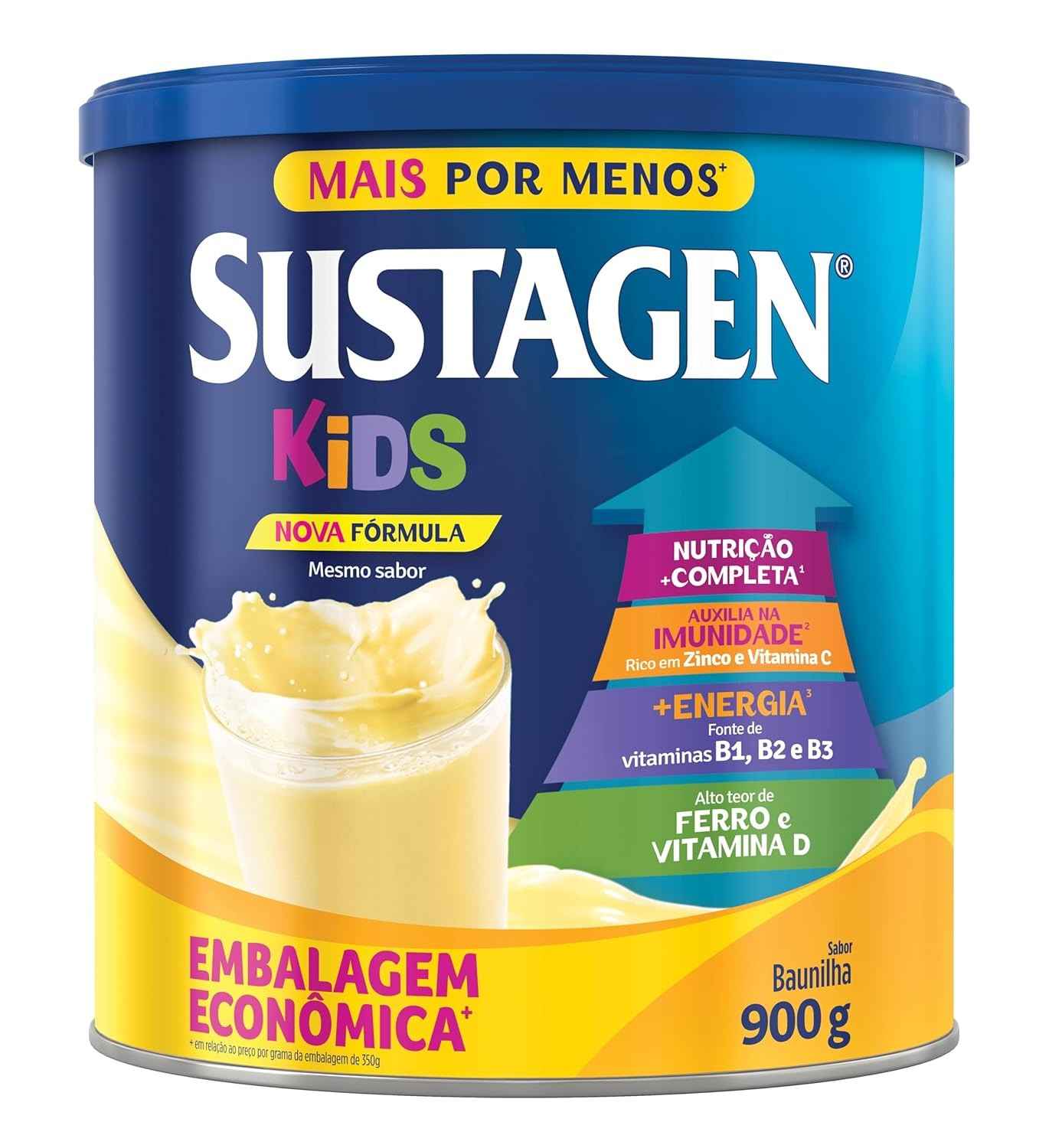 Sustagen Kids Pó Baunilha 900g - Refeição Nutritiva para Crianças