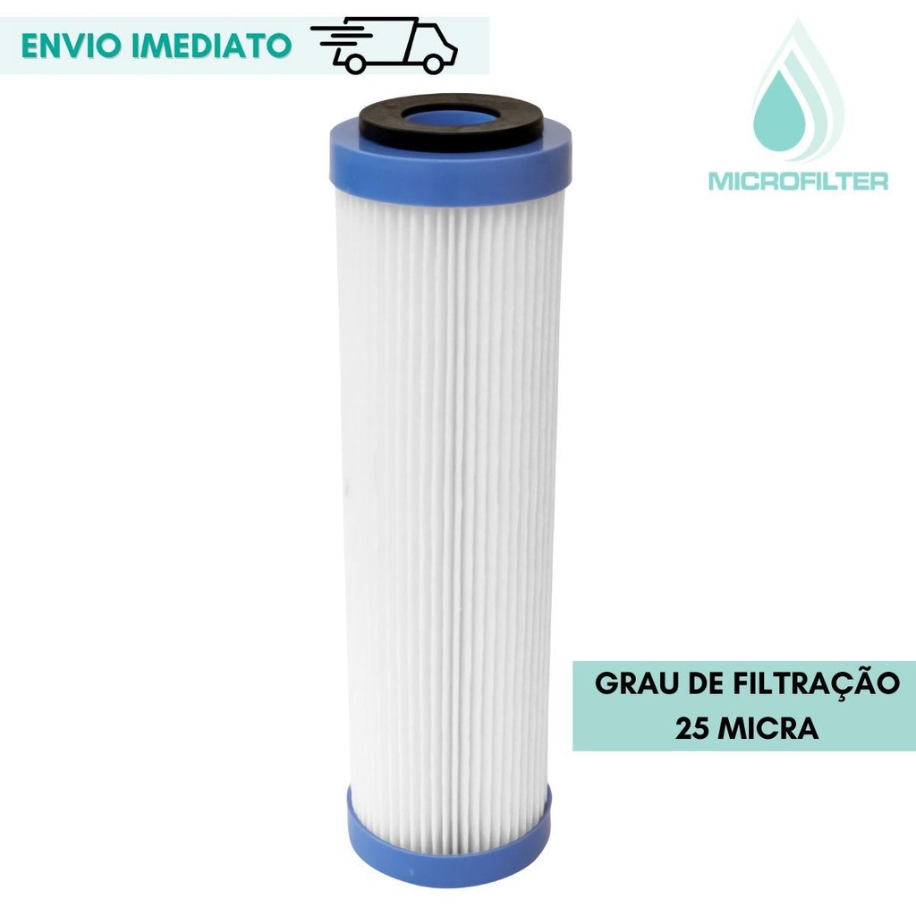 Refil Plissado Lavável 9 3/4" – 25 Micra: Filtro Reutilizável de Alta Eficiência