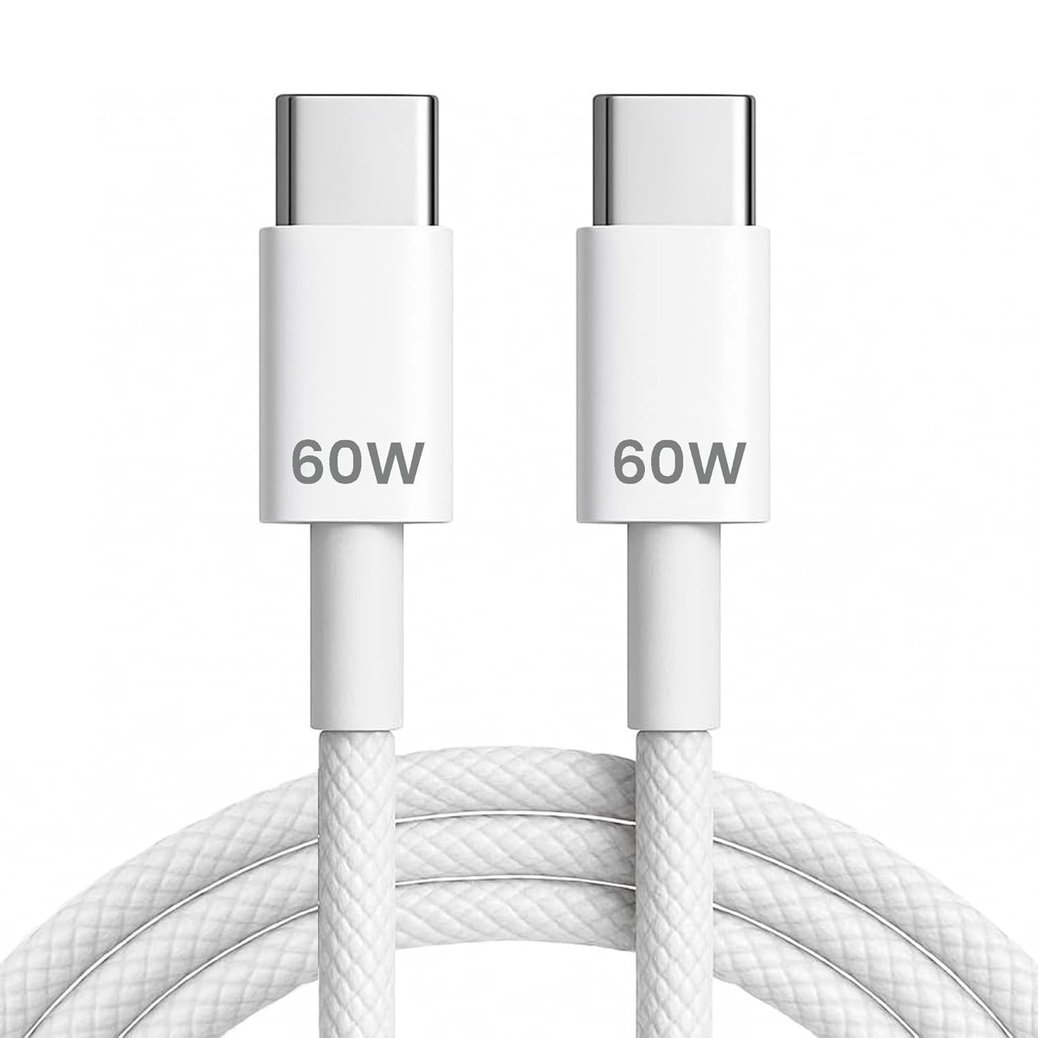 Cabo USB-C Turbo 2m: Carregamento Rápido 60W, Nylon Reforçado para iPhone 15/16, Notebooks e Tablets