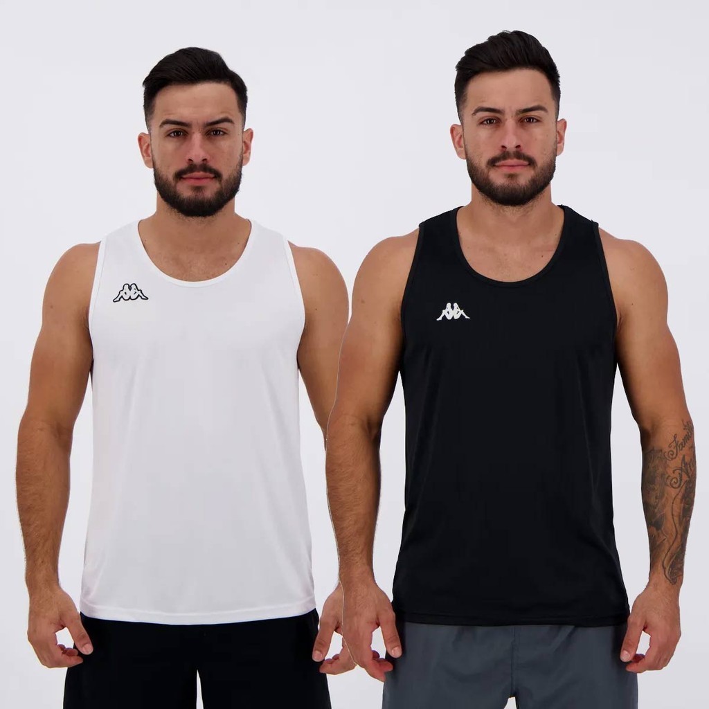 Regatas Kappa Basic: Kit 2 Preto e Branco