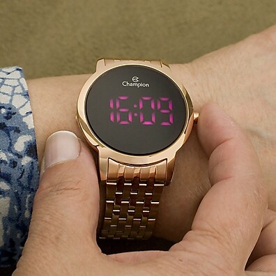 Relógio Champion Digital Rose Gold Rosa Led – Presente Perfeito