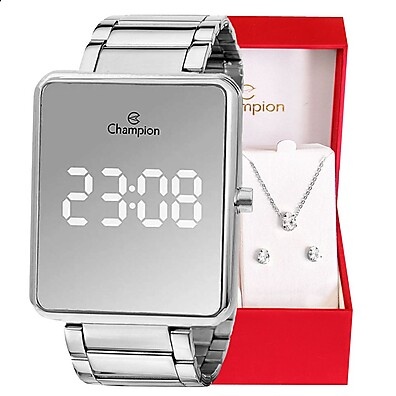 Relógio Champion Prata: Elegância Digital!