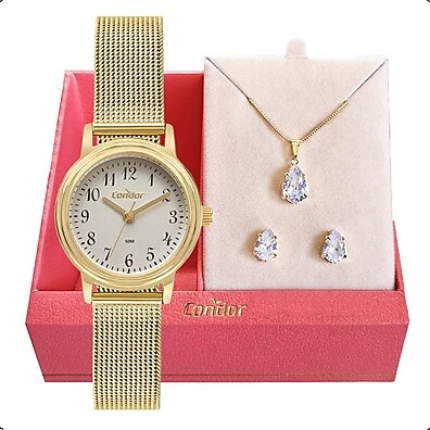 Relógio Condor Dourado: Elegância e Presente Completo
