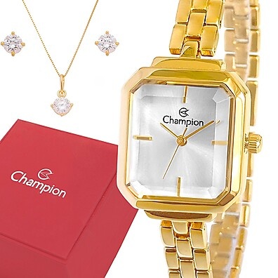 Relógio Dourado Feminino Champion: Elegância à Prova D'Água