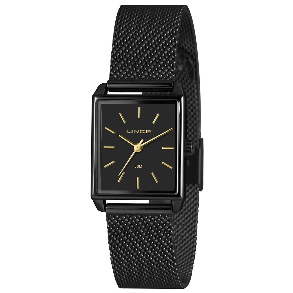 Relógio Lince Feminino Preto Retangular: Elegância!