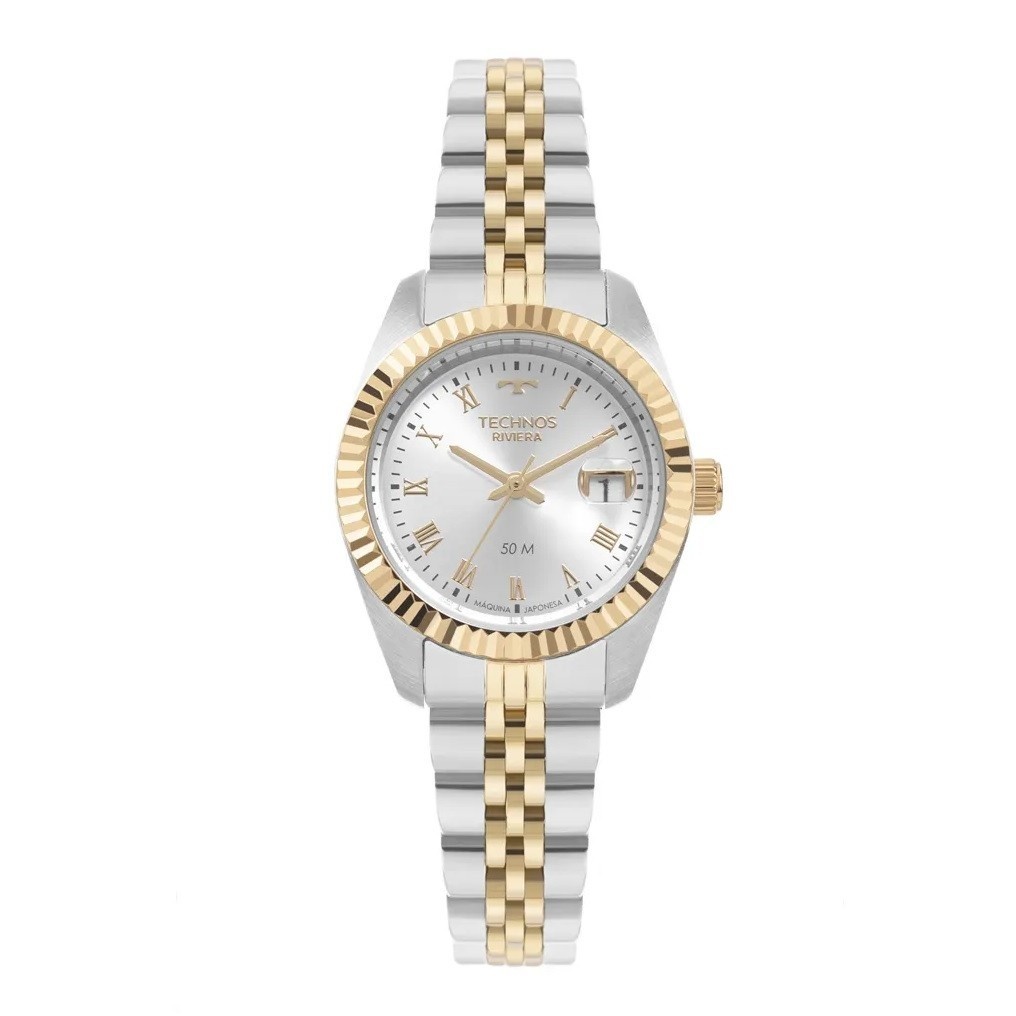 Relógio Technos Riviera: Elegância em Prata e Dourado