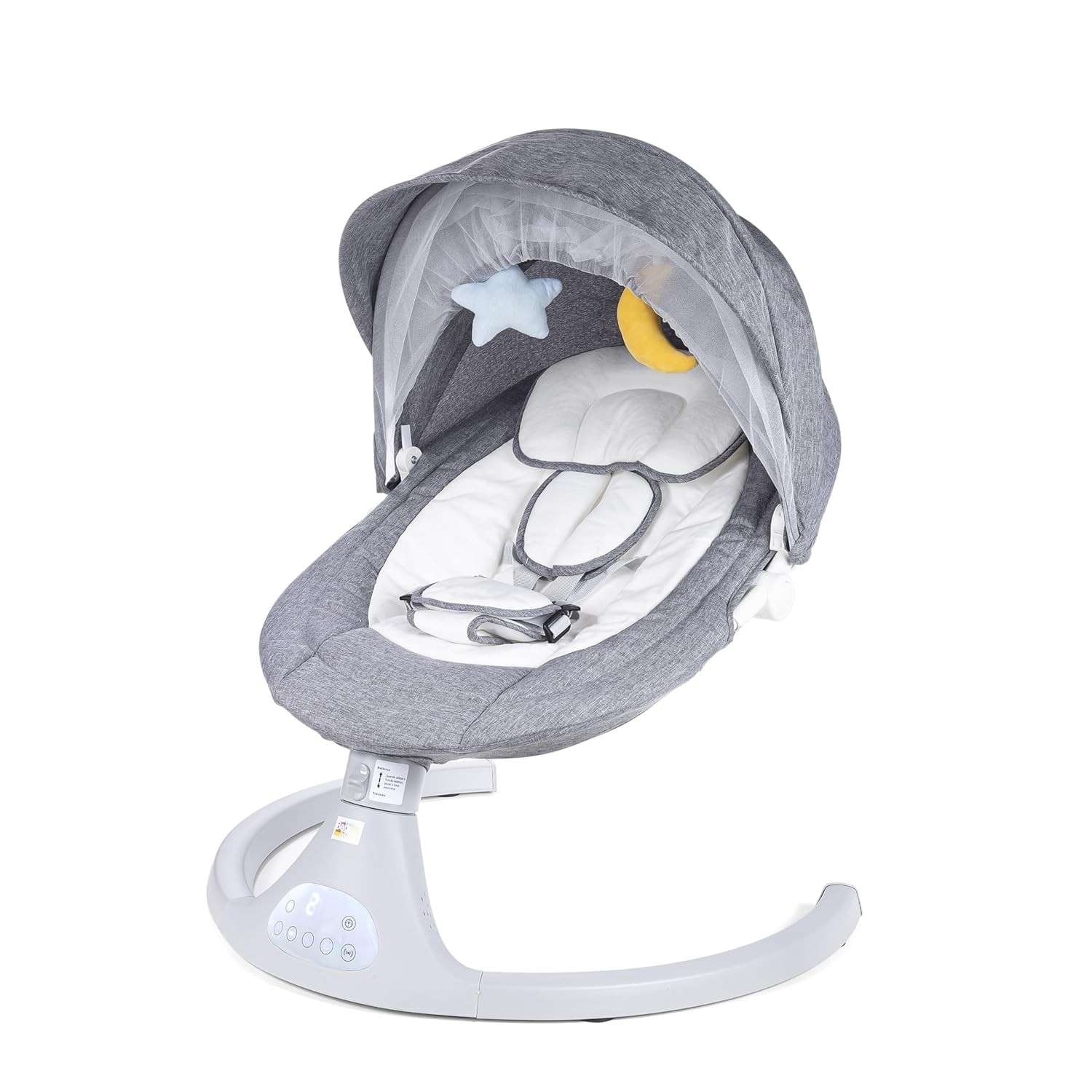 Cadeira de Balanço para Bebê Bliss Baby Style com Música, Mosquiteiro e Controle Remoto - Cinza