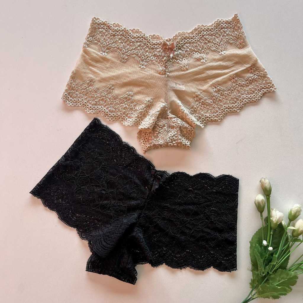 Caleçon Lingerie Feminino Shortinho Sexy com Renda