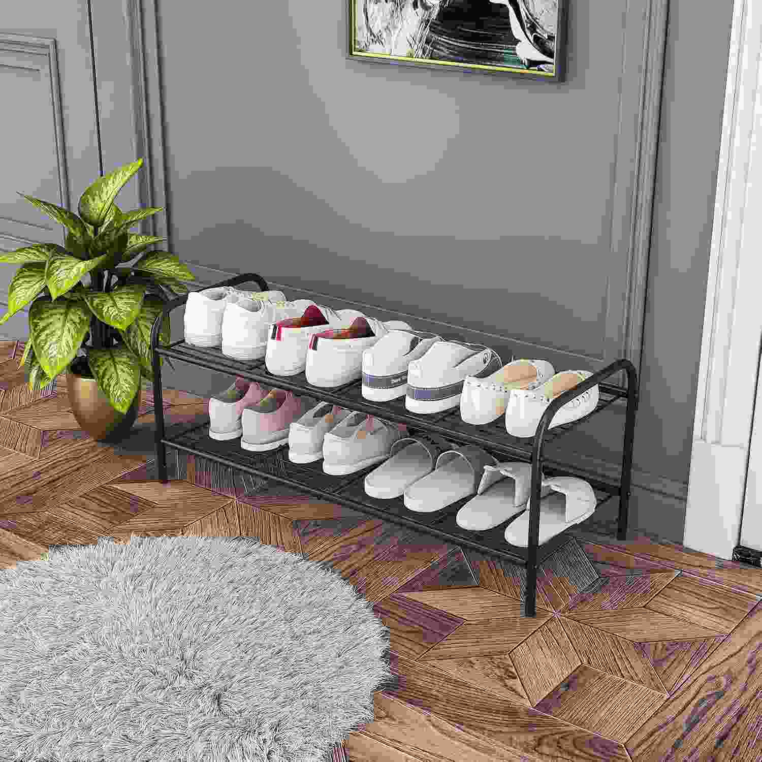 Sapateira Organizadora Portátil com 2 Prateleiras – Design Moderno para 8 Pares, Leve e Resistente