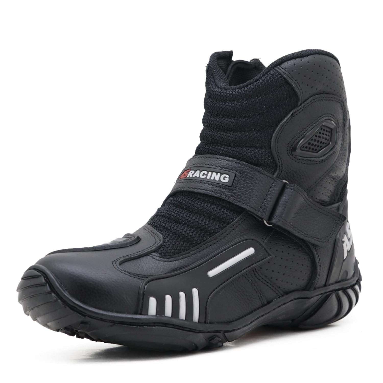 Bota motociclista AS-RACING respirável em couro 406