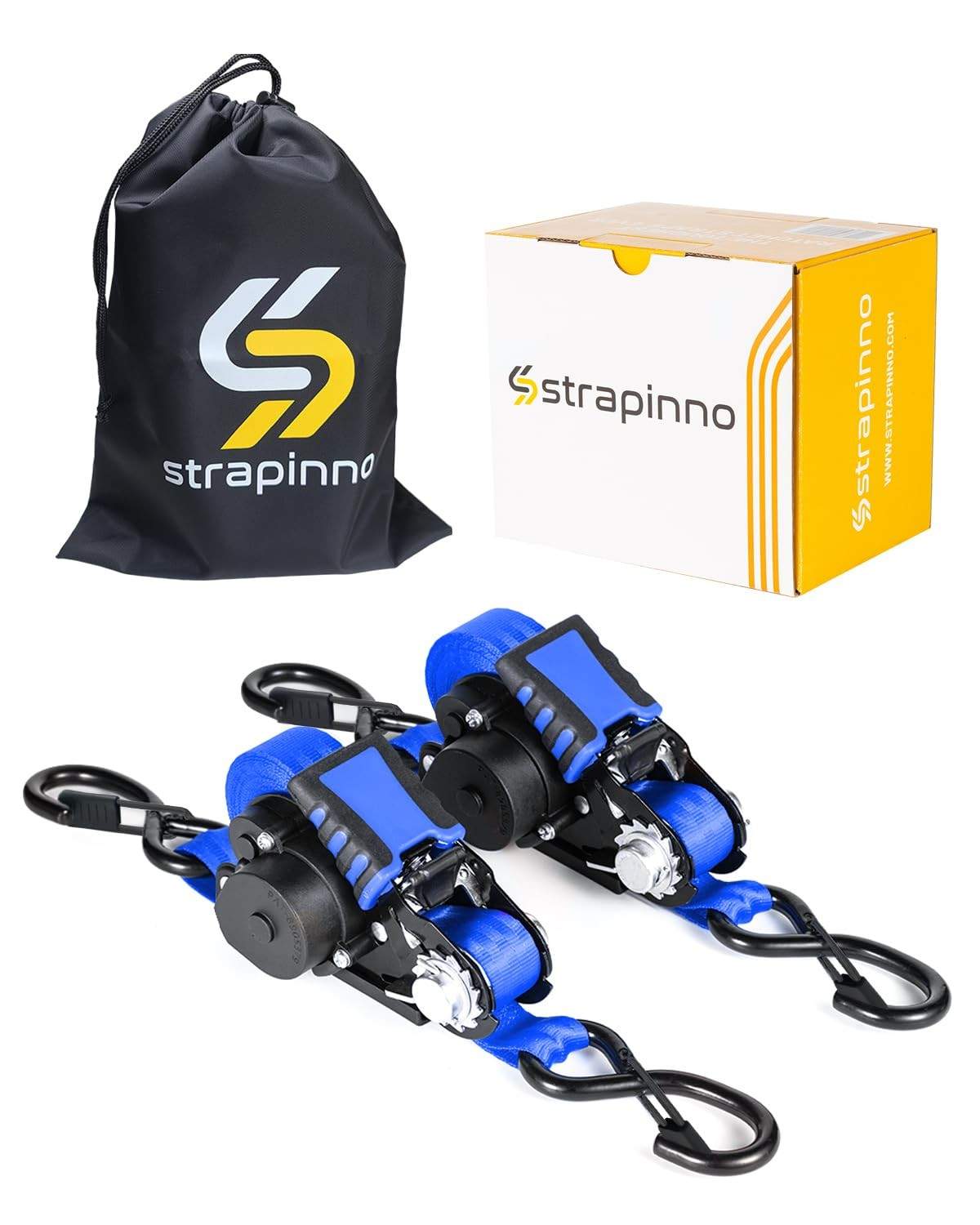 Strapinno: Correias Retráteis de Catraca 2,54cm x 3,72m - Amarração Segura e Rápida