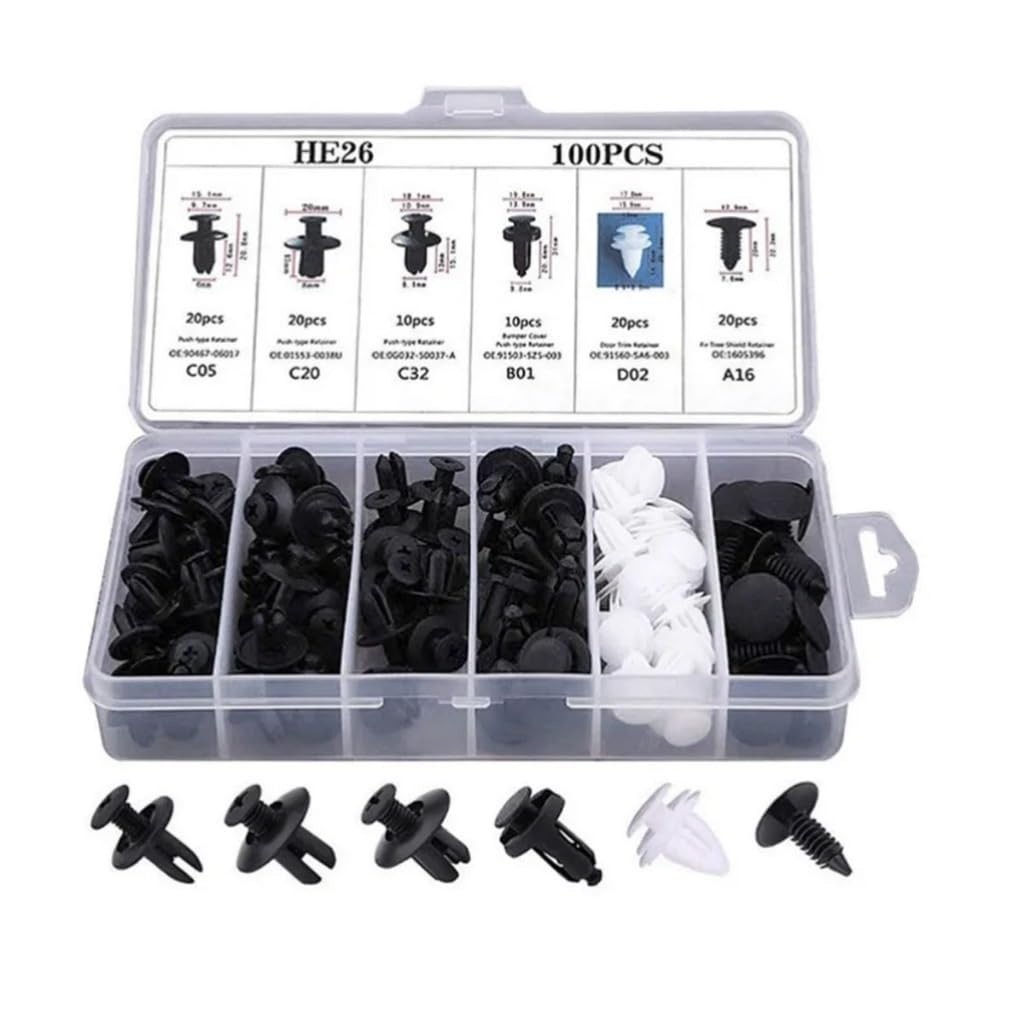 Kit 100 Grampos e Presilhas Automotivas: Fixação Perfeita para Revestimento e Portas