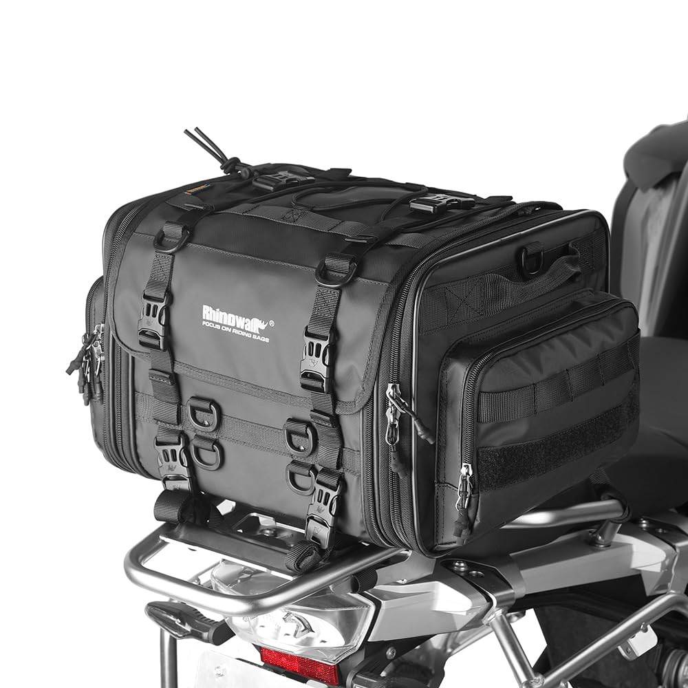 Bolsa de Selim Expansível Rhinowalk 33-45L: Aventura Impermeável para Sua Moto