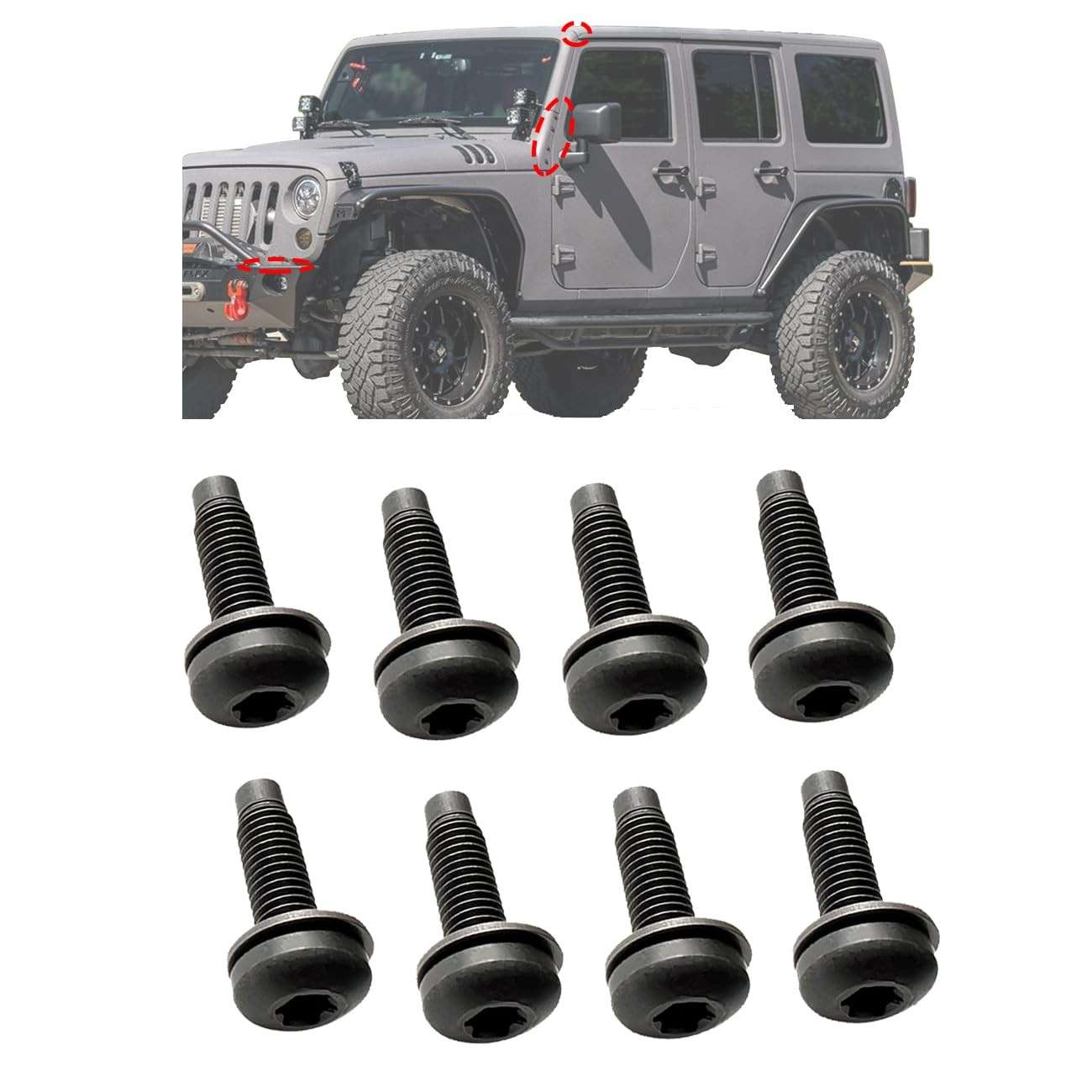 Parafusos Torx M8 ROMASO para Jeep Wrangler JK: Durabilidade e Estilo para seu Off-Road