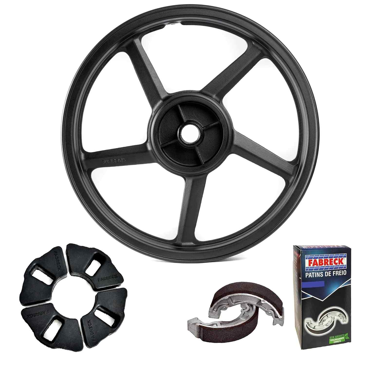 Roda Traseira Liga Leve Yamaha YBR Factor 125/150 Completa com Lona de Freio