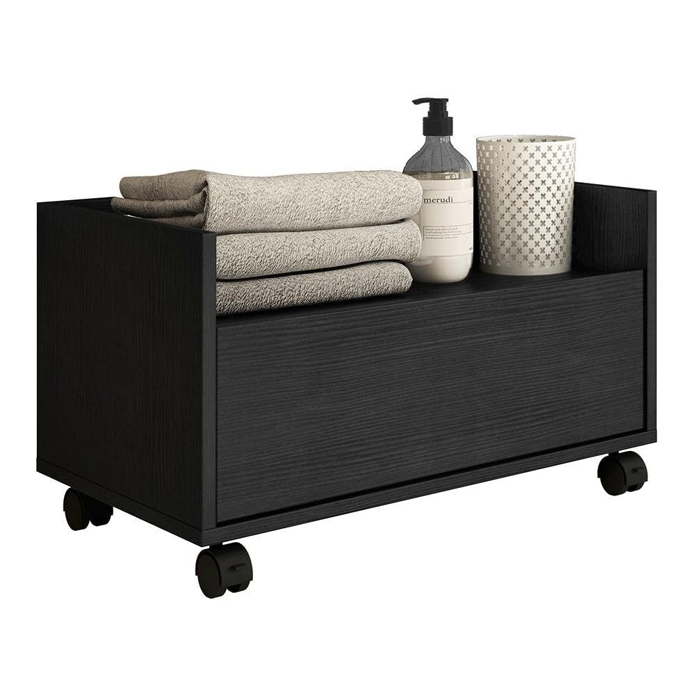 Gabinete Armário de Banheiro 60cm com Rodízios Multimóveis Preto - Organize com Estilo e Praticidade