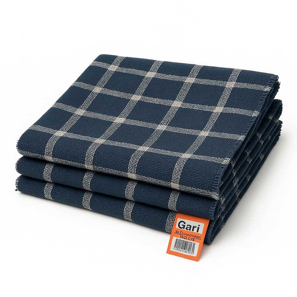 Kit 3 Panos de Chão Super Absorventes para Rodo - Azul Marinho Xadrez 65x45cm