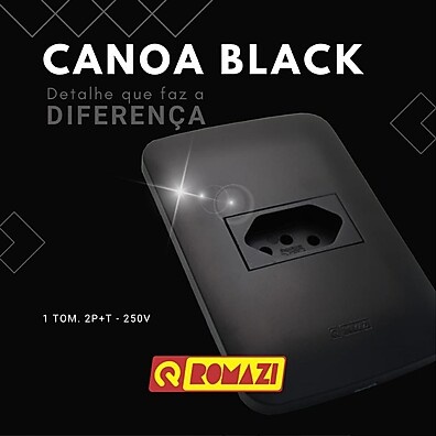 Tomada Canoa Black 10A: Kit 10 Unidades Romazi