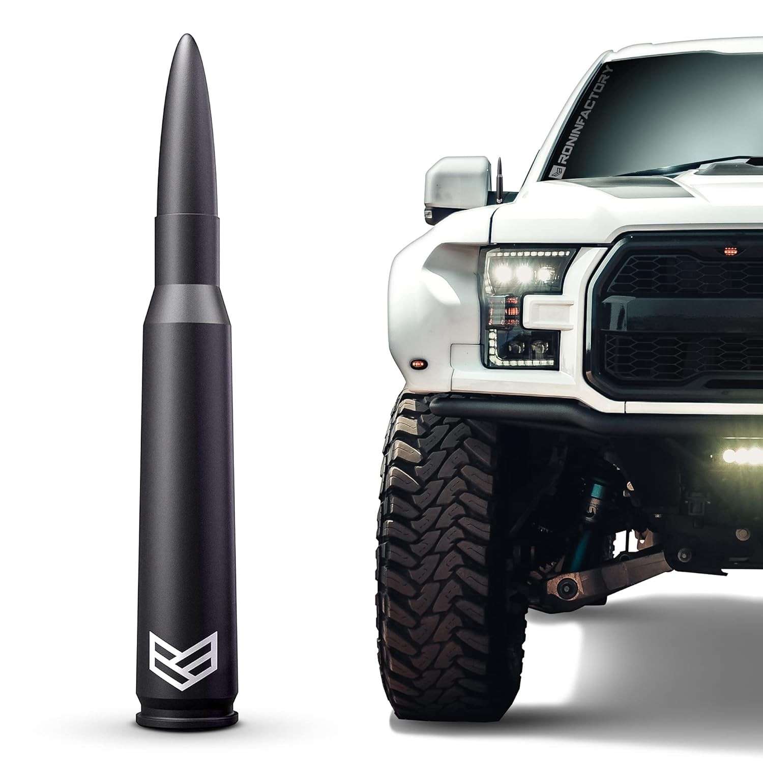 Antena Bullet Ronin Factory 50 Cal para Ford F150, F250, F350, Raptor, Bronco e RAM 1500 - Estilo e Segurança